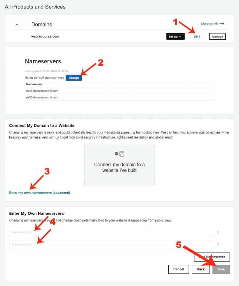 how to connect web hosting to domain name